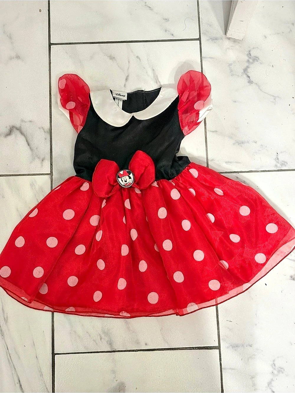 Disney Minnie Mouse Polka Dot Party Dress Girls Size 6/9M Like New